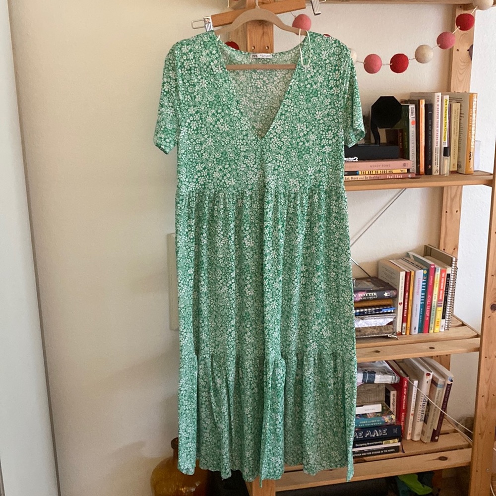 Green floral maxi dress